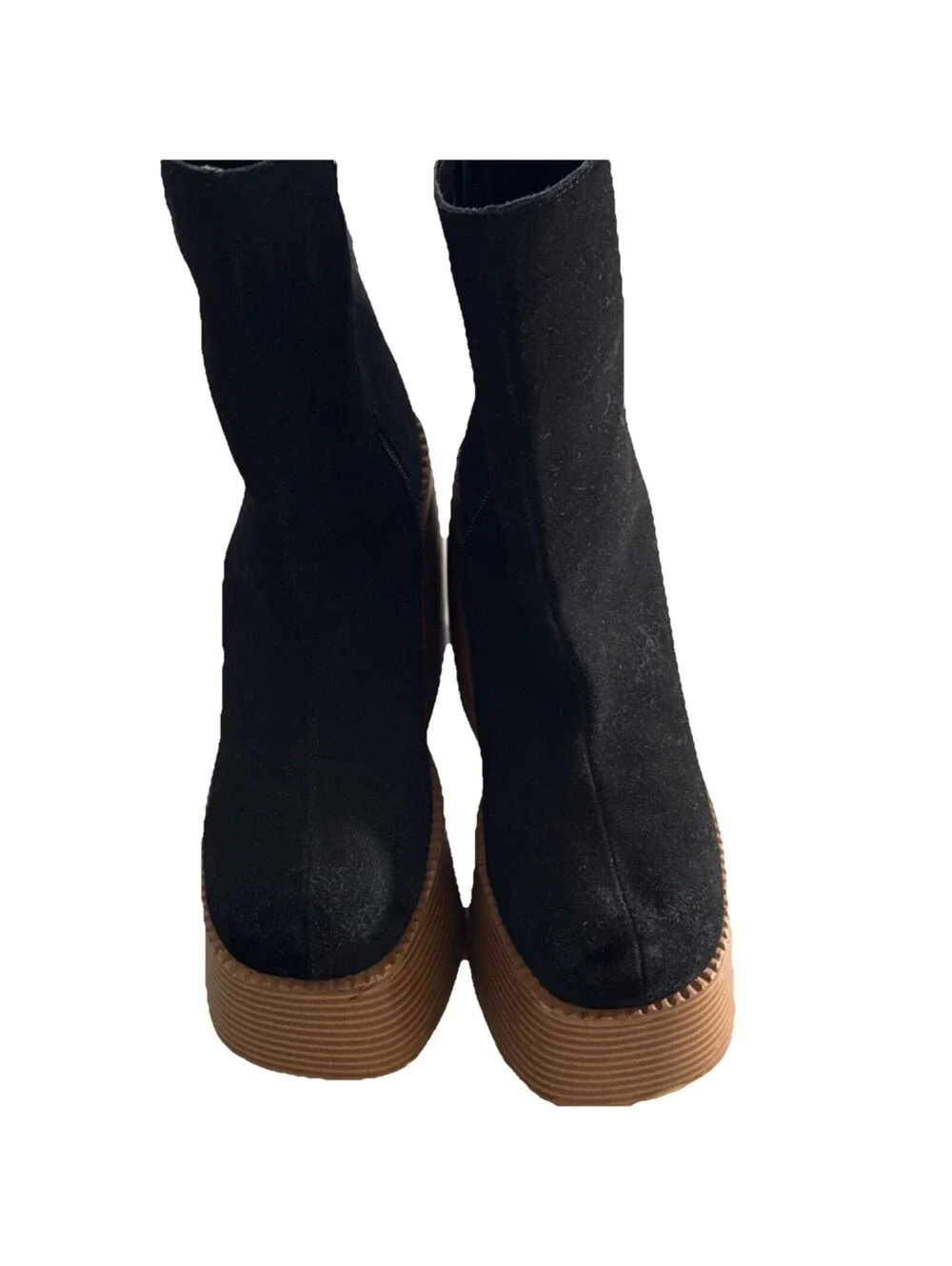 Urban Outfitters Women’s Black Suede Platform Ankle Block Zip Boot US8 EU39